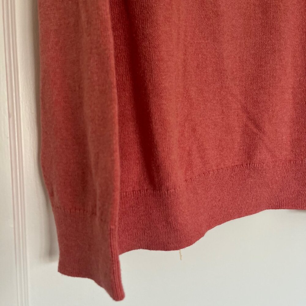 New! J Crew Cotton Quarter Zip in Coral | Size Large - Picture 8 of 10